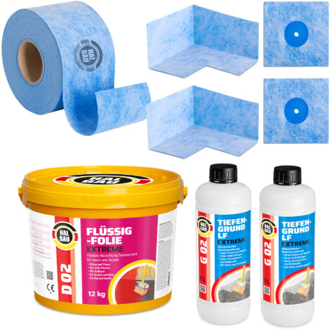 HALBAU Dichtset für Duschabdichtung Bad Abdichtung Dichtband Flüssigfolie 12kg H320