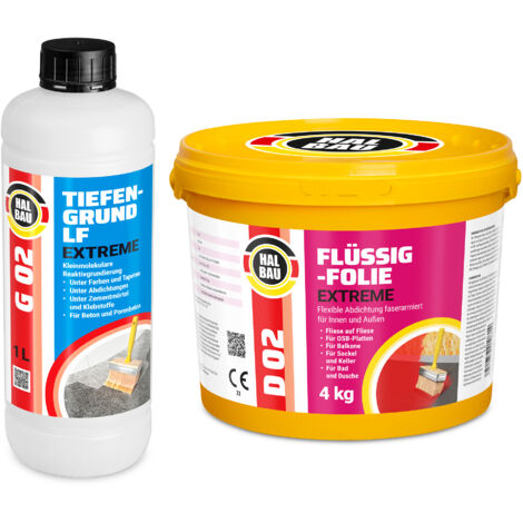 HALBAU Dichtset für Duschabdichtung Bad Abdichtung Dichtband Flüssigfolie 4kg H201