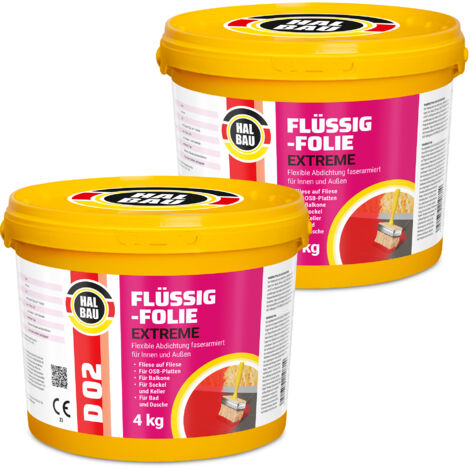 HALBAU Flüssigfolie Extreme Badabdichtung Dichtmembran Dichtfolie D02 - 8KG