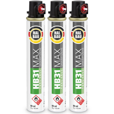 HALBAU Gaskartusche 165mm 80ml Fuel Cell Ersatzgas für Nagler HB31 ROT - 3 St.