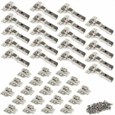 Halbaufliegende Scharniere (105°) 35 mm mit Soft-Close-Funktion für Küchenschranktüren, 20er-Packung – Silber