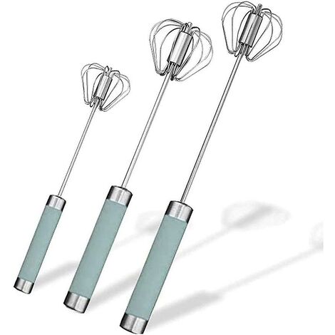 Halbautomatischer Schneebesen aus Edelstahl – 3-teiliger Hand-Schneebesen-Mixer (blau)