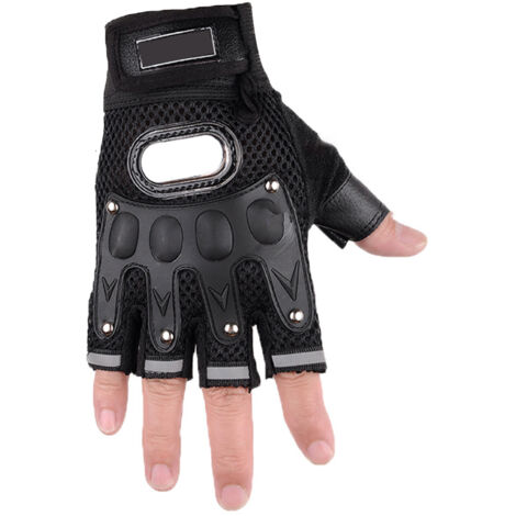 Halbfinger-Fitnesshandschuhe aus Mesh, vollständiger Handflächenschutz, für Gewichtstraining und Fitnessstudio (schwarz)