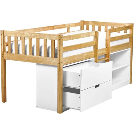 Halbhochbett Holz SUSVILLE 90 x 200 cm Hellbraun