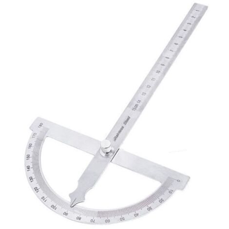 Halbkreisförmiger Goniometer mit 180 Grad Öffnungswinkel, einarmiger Winkelmesser aus Edelstahl für die Holzbearbeitung.