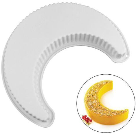 Halbmondförmige Silikon-Kuchenform (weiß), Kuchenbackblech, antihaftbeschichtet, Schnelllöseform, Backblech für Kuchen