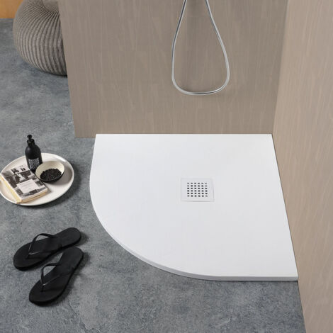 Halbrunde Duschwanne 90x90 aus weißem Harz
