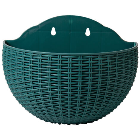 Halbrunder, wandmontierter Korb aus synthetischem Rattan, kein Bohren erforderlich, hydroponischer Blumentopf für den Balkon