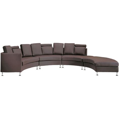 Halbrundes Sofa 7-Sitzer ROTUNDE Echtleder Braun