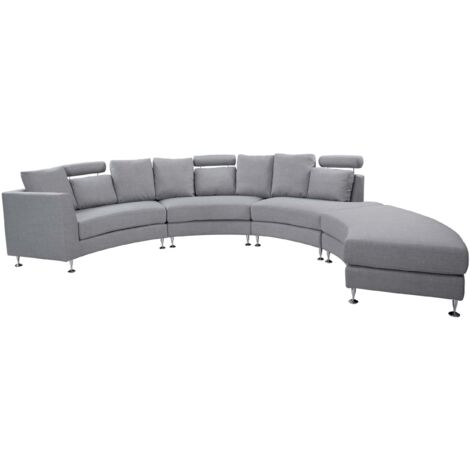 Halbrundes Sofa 7-Sitzer ROTUNDE Stoff Hellgrau