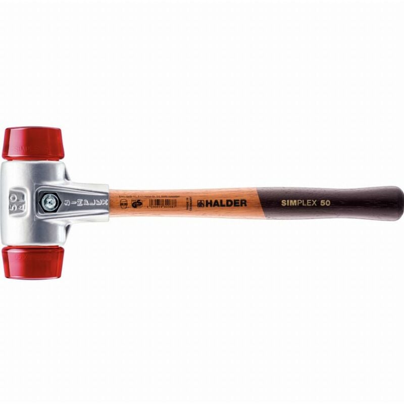 Maillet Halder simplex Plastique avec boîtier en aluminium et manche en bois - D=40 mm - 3106.040