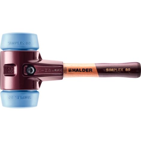 HALDER SIMPLEX Maza de TPE con carcasa de hierro maleable y mango de madera - D=80 mm - Mango extra corto - 3001.082