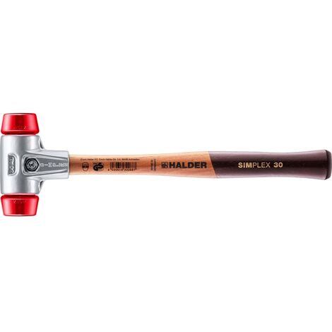 HALDER SIMPLEX Schonhammer Ø 30 mm Plastik rot mit Aluminiumgehäuse
