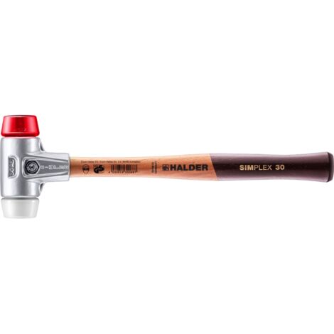 HALDER SIMPLEX Schonhammer Ø 30 mm Plastik rot / Superplastik mit Aluminiumgehäuse