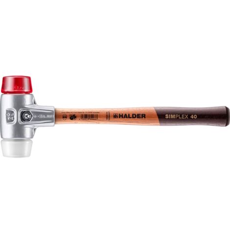 HALDER SIMPLEX Schonhammer Ø 40 mm Plastik rot / Superplastik mit Aluminiumgehäuse