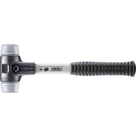 HALDER SIMPLEX Schonhammer Ø 40 mm TPE-mid grau mit verstärkem Tempergussgehäuse und Fiberglasstiel