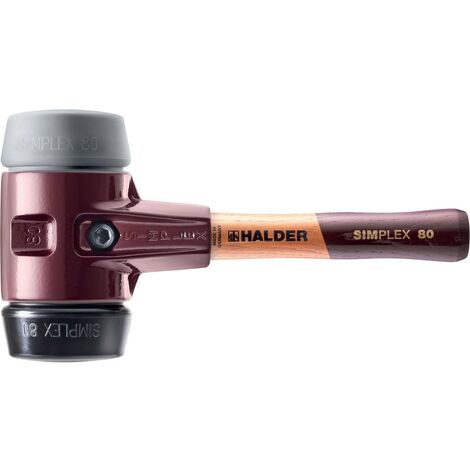 HALDER SIMPLEX TPE-Hammer mittel / gefüllter Gummi mit Tempergussgehäuse und Holzstiel - D=80 mm - extra kurzer Stiel - 3023.082