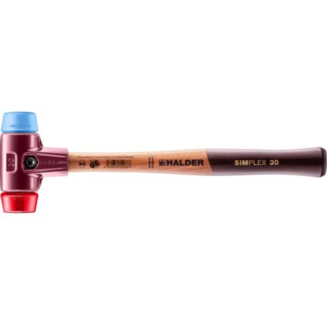 HALDER SIMPLEX TPE Weich-/Kunststoffhammer mit Tempergussgehäuse und Holzstiel - D=30 mm - 3016.030
