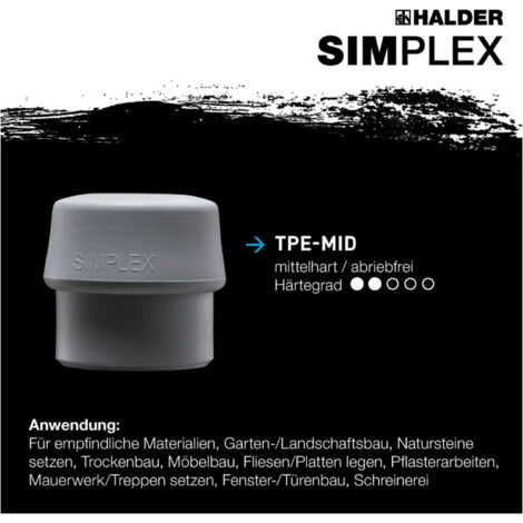Halder TPE-mid-Einsatz Ø 60mm, grau für Simplex-Schonhammer