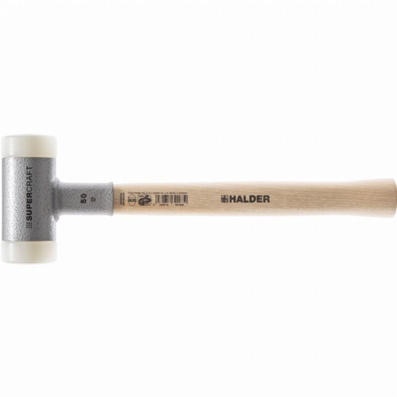Maillet à frappe amortie SUPERCRAFT Ø de la tête 70 mm hickory anti-rebond dur nylon blanc