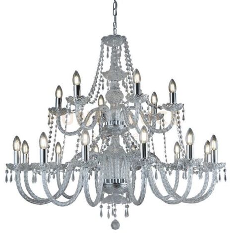 Hale 18Lt Pendant - Metallo cromato e cristallo trasparente