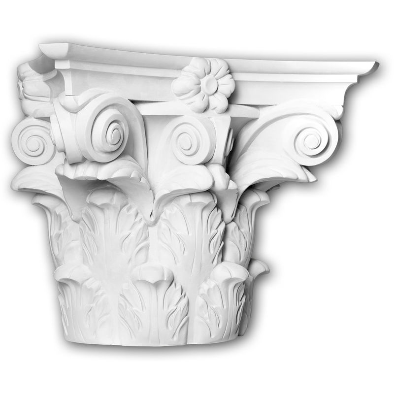 Profhome Decor - Half column capital Profhome 415301 Exterior trim Column Facade element Corinthian style white