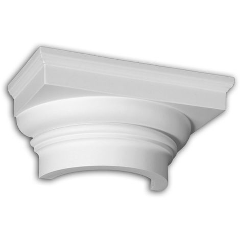 PROFHOME DECOR Half column capital Profhome 445101 Exterior trim Column Facade element Tuscan style white