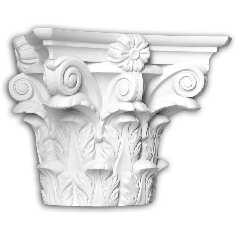 Profhome Decor - Half column capital Profhome 445301 Exterior trim Column Facade element Corinthian style white