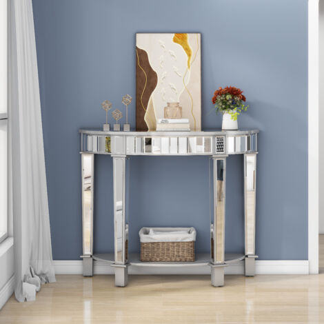 Half-Moon Console Table with Shelf
