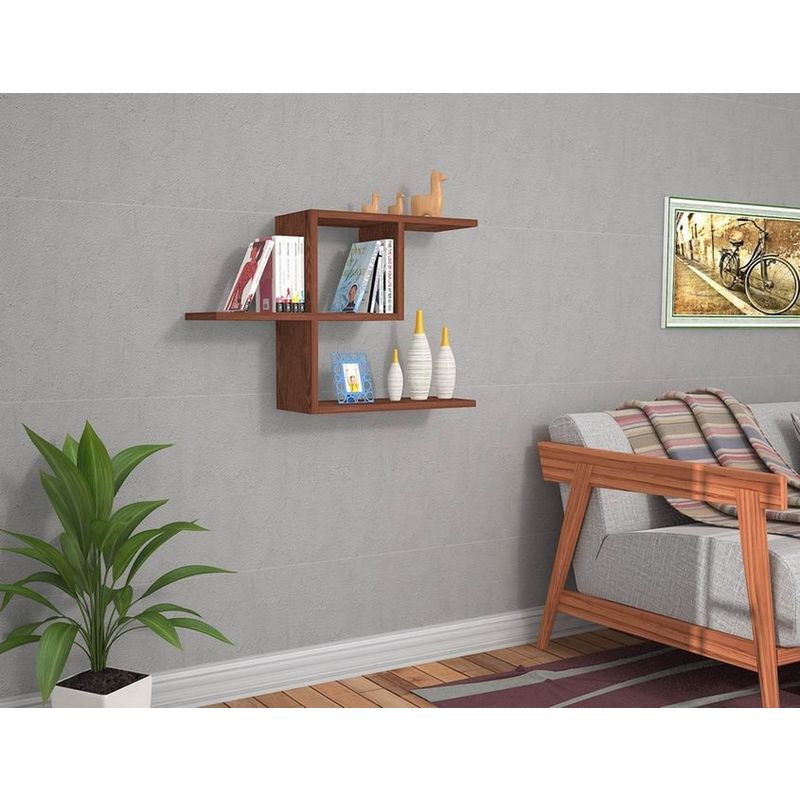 Half Shelf Wall Shelf Book Holder For Living Room Office Bedroom Wenge Made Of Wood Plastic 50 X 20 X 50 Cm Hio8681285914798