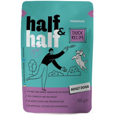 Half&Half  Comida húmeda para perros adultos  Sobre de 100 g - Pato en salsa 100 g