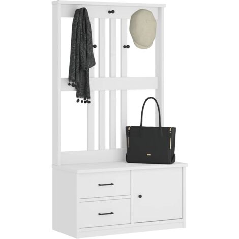Hall Tree SANDENS White 87x40x159.5cm Solid Wood Pine VSVS2046143
