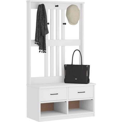 Hall Tree SANDENS White 87x40x159.5cm Solid Wood Pine VSVS8255928