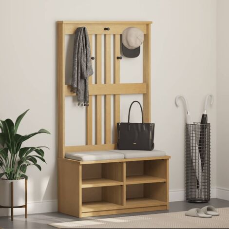 Hall Tree SANDNES 87x40x159.5 cm Solid Wood Pine vidaXL