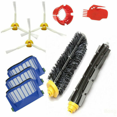 HALLO Kehrmaschinenzubehör, geeignet für iRobot Roomba 600 Serie, Filtersieb, Seitenbürste, Leimbürstenzubehör, Reinigungsmittel, 10-teiliges Set