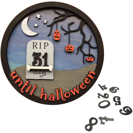 Halloween-Adventskalender aus Holz – Büro- und Partydekoration, Wohnaccessoire