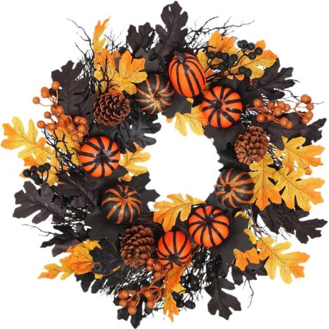 Halloween Couronne de Porte Guirlande de Feuilles drable