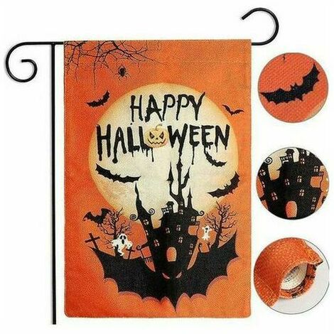 Halloween Garden Flag Double Halloween Flag, Pumpkin Bat Castle Rough Room Garden Garden Banner, Pour Halloween Garden Garden Outdoor Decoration,