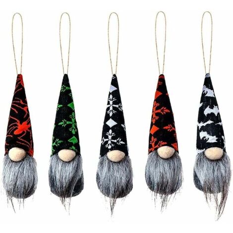 Halloween Gnomes en Peluche Décor, 5 Halloween Poupée sans Visage Ornement d halloween Faits Main GNOME Suspendu Ornement pour Fenêtre Portes Halloween Party Maison Decor