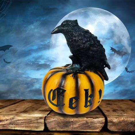 Halloween-Kürbis-Anhänger mit Krähe, Geisterparty, Festival, Kunstharz-Bastelarbeit, stimmungsvolle Dekoration