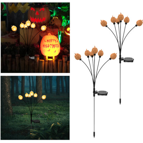 Halloween-Kürbis-Solarlaternen [2 Stück] für Garten, Hof und als dekorative Außenbeleuchtung für Partys