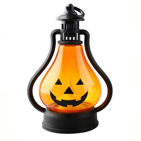 Halloween-Kürbislaterne  Mini-LED-Leuchterlampe (flammenlos), Hängelampe aus Kunststoff für Tisch, Bar, Wand, Veranda, Fenster, Rote Edition