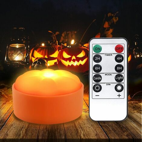 Halloween-Kürbislichter mit Fernbedienung/Timer, batteriebetriebene, dimmbare LED-Kürbislichter, helle und flackernde flammenlose Kerzen für die Halloween-Dekoration zu Hause