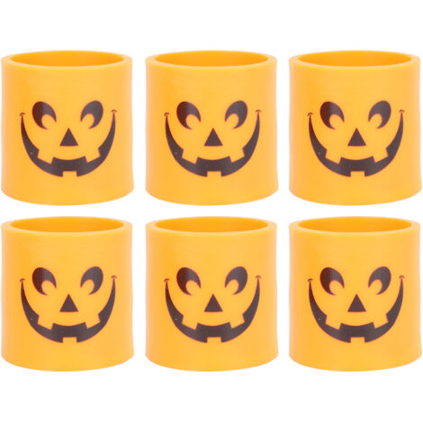 Halloween LED-Kürbiskerze [Lächelnder Geist [CR35][6 Stück 7,5 cm]]