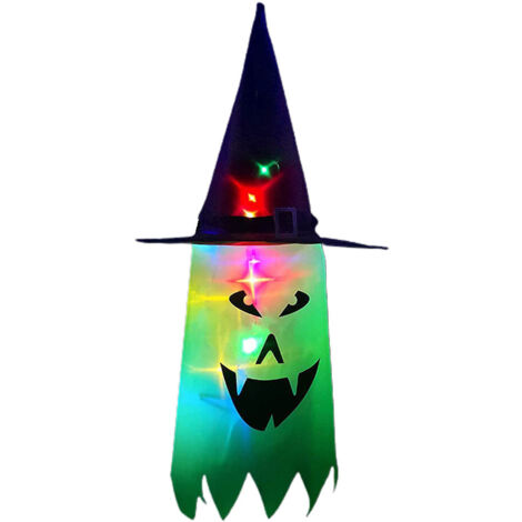 Halloween-LED-Lichterkette – Geister und Hexenhüte für die Außendekoration, Bäume, Veranden, Gärten