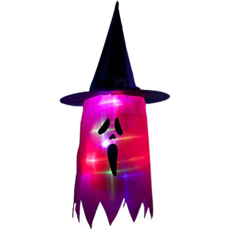 Halloween-LED-Lichterkette – Geister und Hexenhüte für die Außendekoration, Bäume, Veranden, Gärten