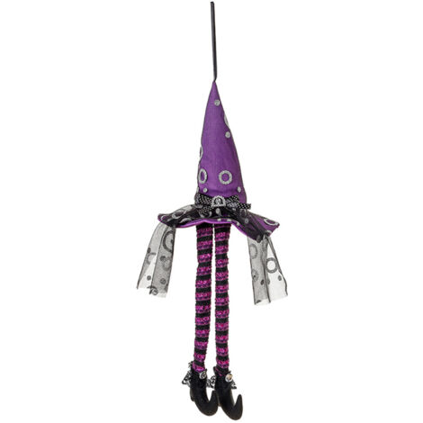 Halloween Lighted Hanging Witch Hat with Long Legs Light Up Witch Hats for Indoor Outdoor Trees Porch Party Decorations