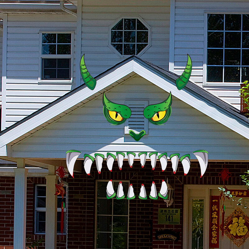 

Halloween Monster Face Decoraciones con grandes ojos Colmillos Garras, Halloween, Decoraciones para puertas de garaje al aire libre Decoraciones para