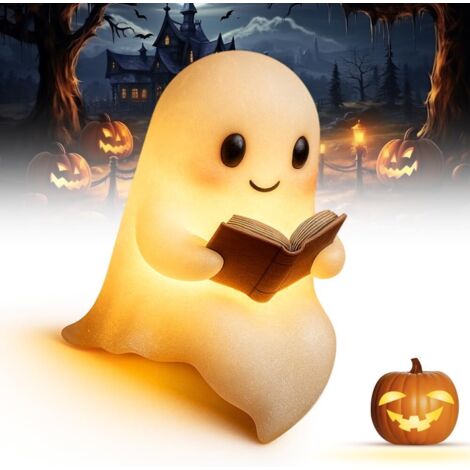 Halloween-Nachtlicht für Kinder, 3D-Halloween-Dekoration: Sitzender Geist, kleines LED-Nachtlicht (groß: 21 cm)