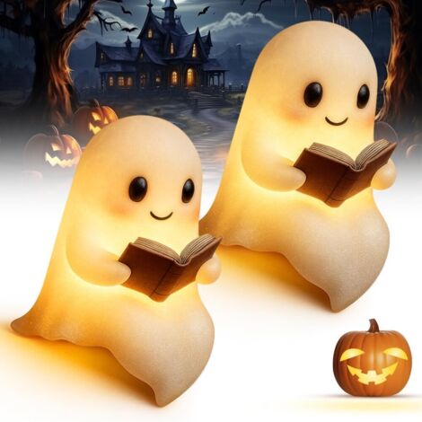 Halloween-Nachtlicht für Kinder, 3D-Halloween-Dekoration: Sitzender Geist, kleines LED-Nachtlicht (klein + groß)
